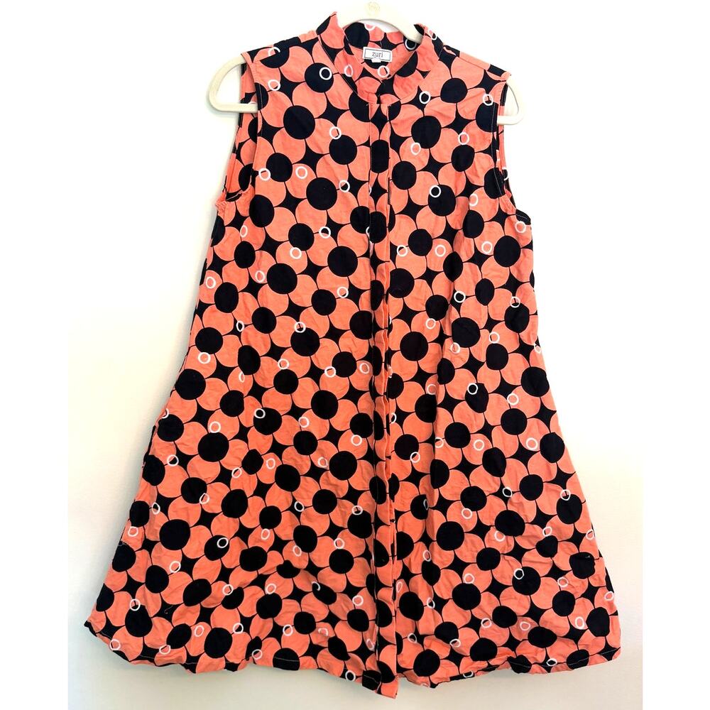 Zuri Bubble Yum Swing Trapeze Dress Cotton Pink White Black Floral Size Medium - Picture 2 of 10